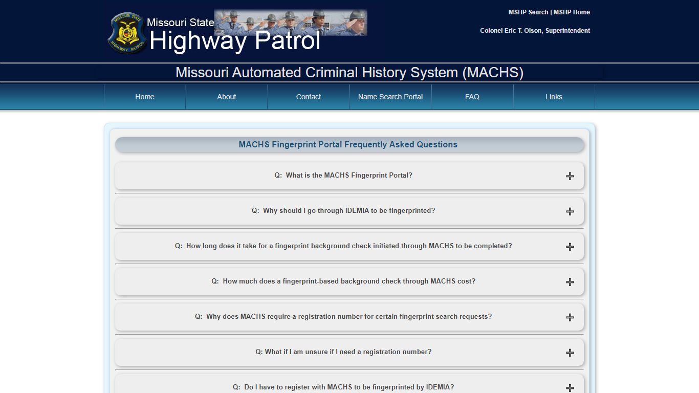 MACHS Fingerprint Portal Frequently Asked Questions - Missouri